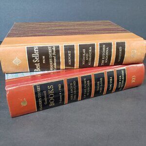 2 Beautiful Fall Orange Vintage Readers Digest Condensed HB Books Risers 1960s